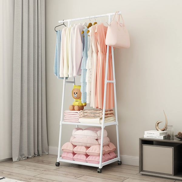Space-Saving Clothes Rack with Shelf Storage - Mega Cart