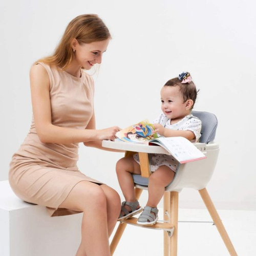 Baby High Feeding Chair With Wooden Legs - Mega Cart