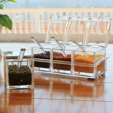 Crystal Clear Spice Storage Box with 4 Detachable Containers - Mega Cart