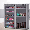 Double Row 9 Tier Shoe Rack with Fabric Cover - Mega Cart