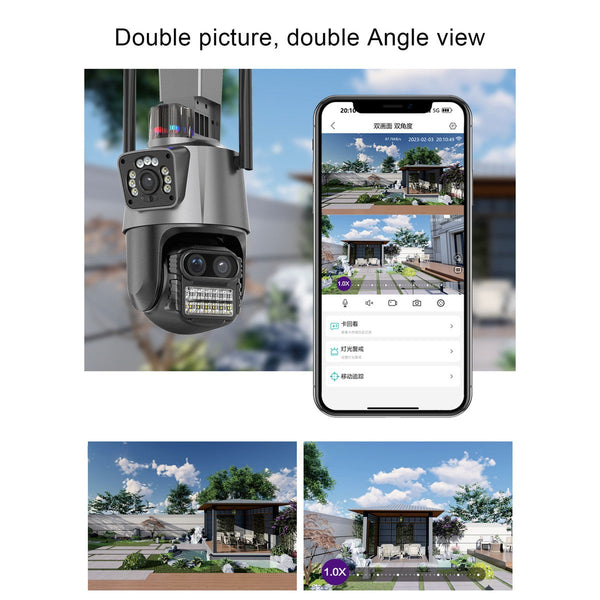 Dual Lens 1080P Wireless Outdoor Security Camera - Mega Cart