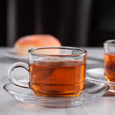 Elegant 12 Piece Glass Coffee Cup & Saucer Set for All Occasions - Mega Cart