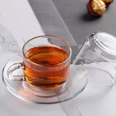 Elegant 12 Piece Glass Coffee Cup & Saucer Set for All Occasions - Mega Cart
