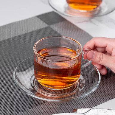 Elegant 12 Piece Glass Coffee Cup & Saucer Set for All Occasions - Mega Cart