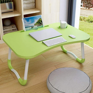 Ergonomic Bamboo Laptop Tray with Tablet & Cup Holder - Mega Cart