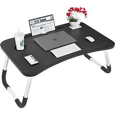 Ergonomic Bamboo Laptop Tray with Tablet & Cup Holder - Mega Cart