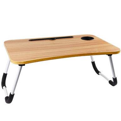 Ergonomic Bamboo Laptop Tray with Tablet & Cup Holder - Mega Cart