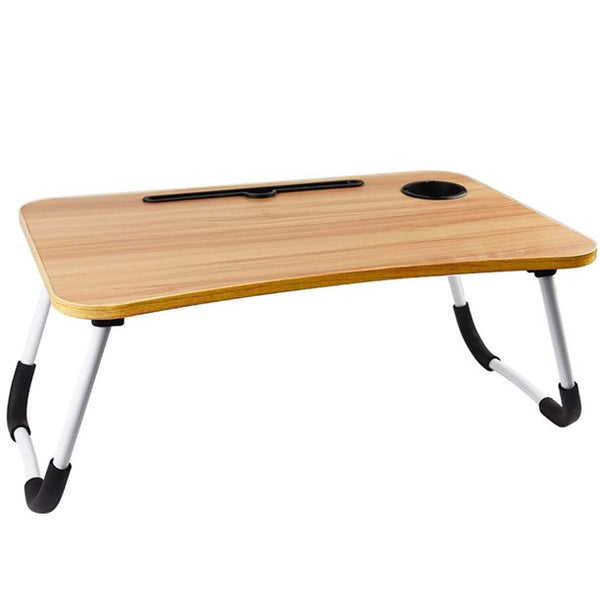 Ergonomic Bamboo Laptop Tray with Tablet & Cup Holder - Mega Cart