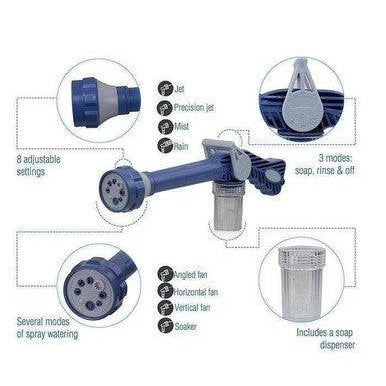 EZ Jet Multi-Function Water Spray Gun with 8 Spray Settings - Mega Cart