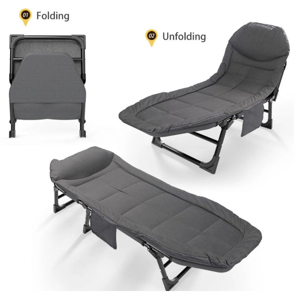 Foldable Camping Bed with Pillow - Mega Cart