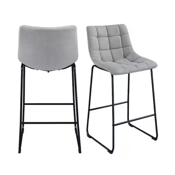 PrimeNest - Velvet Pub Height Bar Stool - Industrial Style - Mega Cart