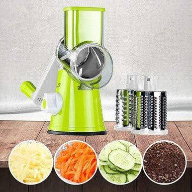 Hand-Powered Tabletop Drum Grater with 3 Stainless Steel Blades - Mega Cart