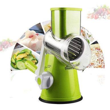 Hand-Powered Tabletop Drum Grater with 3 Stainless Steel Blades - Mega Cart