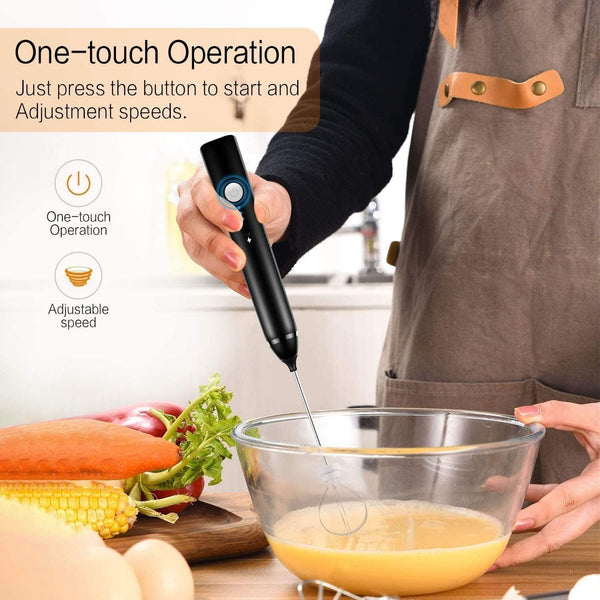 Handheld Milk Frother with 2 Stainless Whisks - Mega Cart