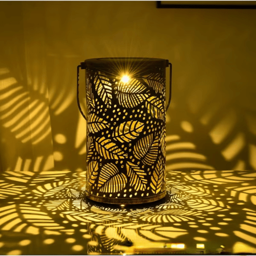 Hanging Solar Leaf Pattern Lantern - Mega Cart
