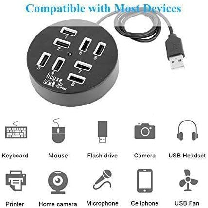 High Speed USB Port Hub 2.0 with 8 Ports - Mega Cart