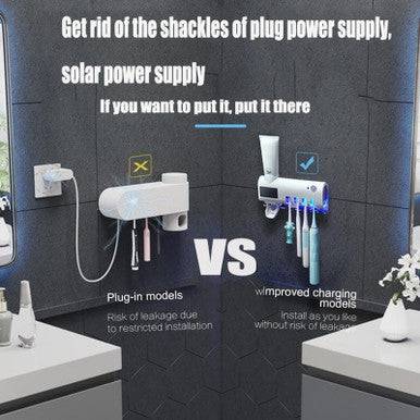 Intelligent Wall-Mounted Toothbrush Steriliser with UV & Solar Charging - Mega Cart