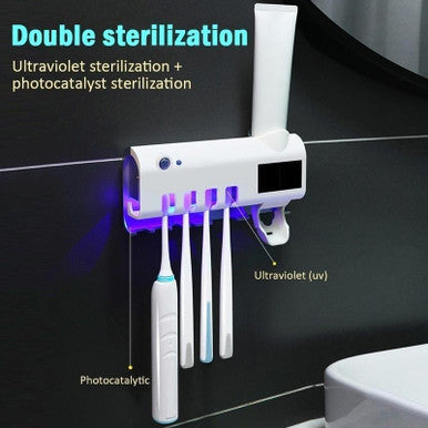 Intelligent Wall-Mounted Toothbrush Steriliser with UV & Solar Charging - Mega Cart
