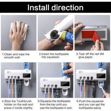 Intelligent Wall-Mounted Toothbrush Steriliser with UV & Solar Charging - Mega Cart