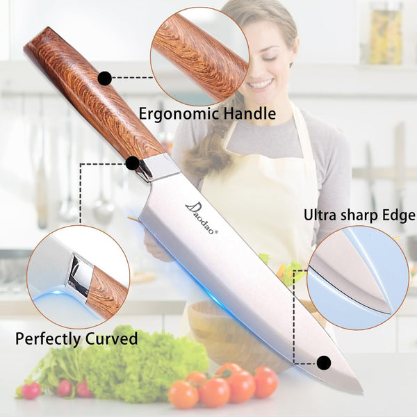 Stainless Steel 7 Piece Knife Set with Block - Mega Cart