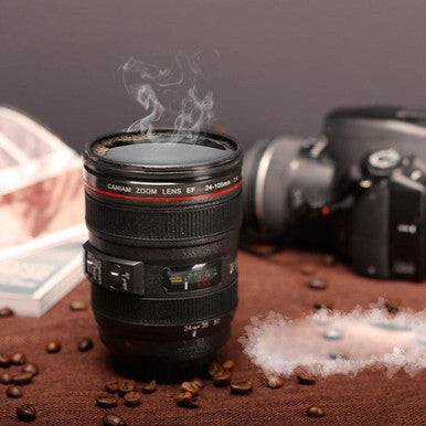 Photography Lens Coffee Mug – Realistic Design, Leak-Proof Lid, 375ml - Mega Cart