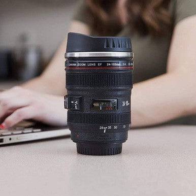 Photography Lens Coffee Mug – Realistic Design, Leak-Proof Lid, 375ml - Mega Cart
