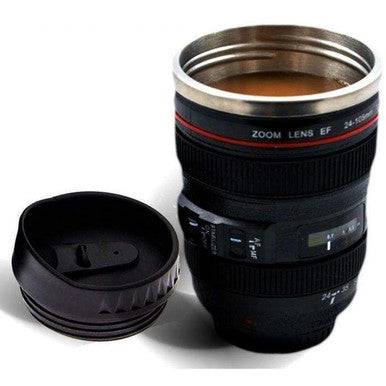 Photography Lens Coffee Mug – Realistic Design, Leak-Proof Lid, 375ml - Mega Cart