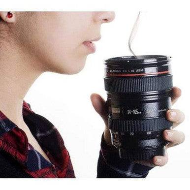 Photography Lens Coffee Mug – Realistic Design, Leak-Proof Lid, 375ml - Mega Cart