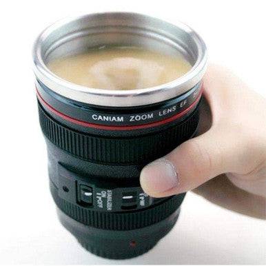 Photography Lens Coffee Mug – Realistic Design, Leak-Proof Lid, 375ml - Mega Cart