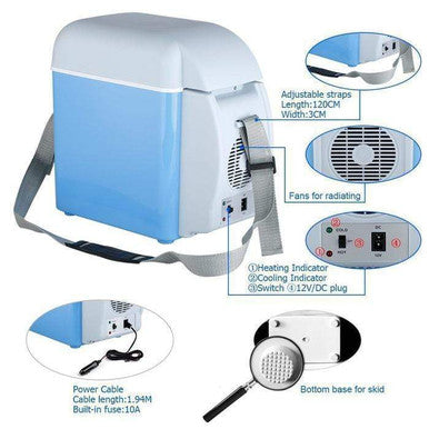 Portable 7.5L Car Fridge & Warmer - 12V Electric Cooler - Mega Cart
