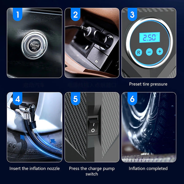 Portable Digital Air Pump Compressor with LED Display - Mega Cart