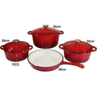 Premium 7 Piece Enamel Cast Iron Cookware Set for All Heat Sources - Mega Cart