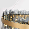 PrimeNest Aura Glass Halo Chandelier In Gold & Smoke Grey - Mega Cart