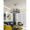 PrimeNest Aura Glass Halo Chandelier In Gold & Smoke Grey - Mega Cart