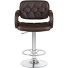 PrimeNest Caroline Bar Stool - Teak & PU Leather, Adjustable Height - Mega Cart