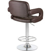 PrimeNest Caroline Bar Stool - Teak & PU Leather, Adjustable Height - Mega Cart