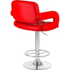 PrimeNest Caroline Bar Stool - Teak & PU Leather, Adjustable Height - Mega Cart