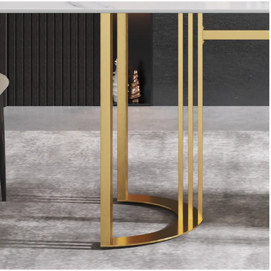 PrimeNest Fatima Marble Dining Table - Modern Geometric Design - Mega Cart