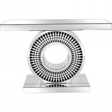 PrimeNest - Glam Teardrop Console Table - Mirrored Finish with Crystals - Mega Cart