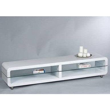 PrimeNest - Glossy White Arched TV Stand with Glass Shelf - Mega Cart