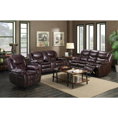 PrimeNest Luxurious Leather Reclining Sofa Set - 3 Piece - Mega Cart