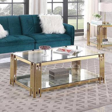 PrimeNest - Modern Abacus Coffee Table with Glass Top - Mega Cart