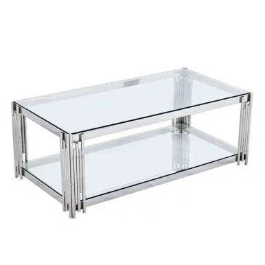 PrimeNest - Modern Abacus Coffee Table with Glass Top - Mega Cart