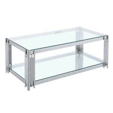 PrimeNest - Modern Abacus Coffee Table with Glass Top - Mega Cart