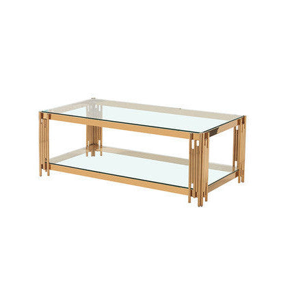 PrimeNest - Modern Abacus Coffee Table with Glass Top - Mega Cart