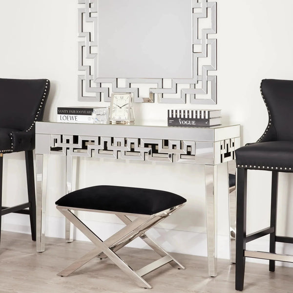PrimeNest - Modern Geometric Mirror Console Table - Silver & Gold Options - Mega Cart