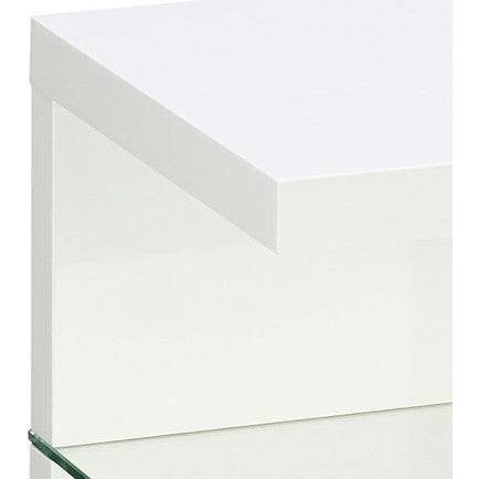PrimeNest Modern High-Gloss White Side Table with Clear Glass Shelf - Mega Cart