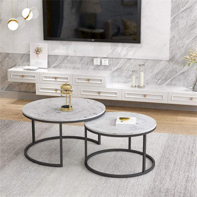 PrimeNest - Modern Nested Coffee Table Set of 2 - Space-Saving Design - Mega Cart