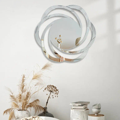 PrimeNest Modern Swirl Frameless Mirror - Elegant Home Decor - Mega Cart