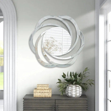 PrimeNest Modern Swirl Frameless Mirror - Elegant Home Decor - Mega Cart